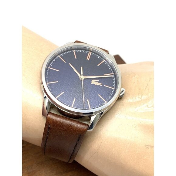 Lacoste Men's Watch 2011046 Vienna Quartz Blue Dial Brown Leather Band 4… - Picture 5 of 13
